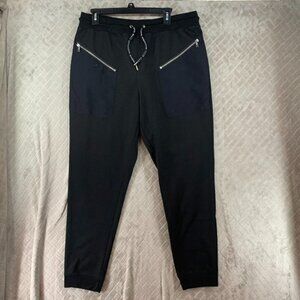INC International Concepts Womans L Lounge Pants Black Jogger Pull On High Rise